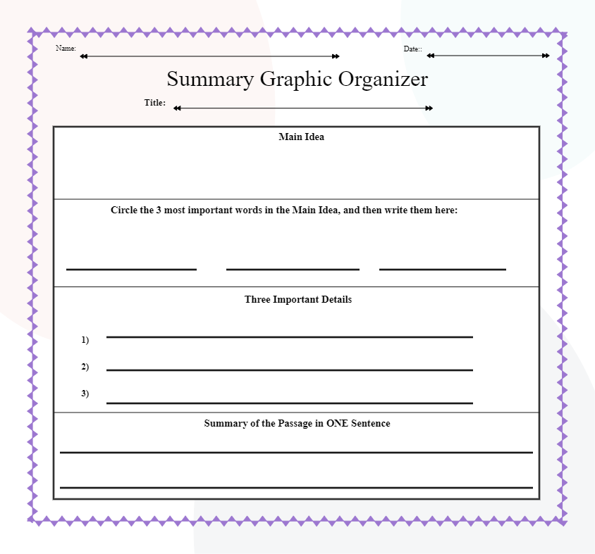 Summary Graphic Organizers | EdrawMax Templates