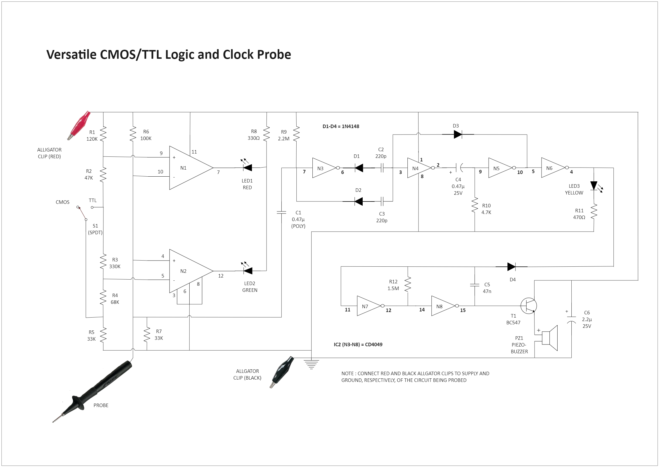 Test CMOS and TTL Logic Circuit Diagram