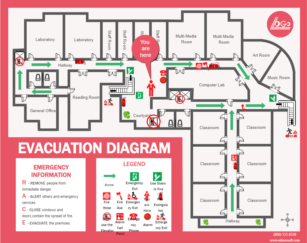 Fire Escape Plan Drawing | EdrawMax Template