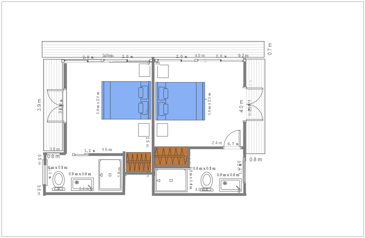 2 Bedroom Floor Plan | EdrawMax Template