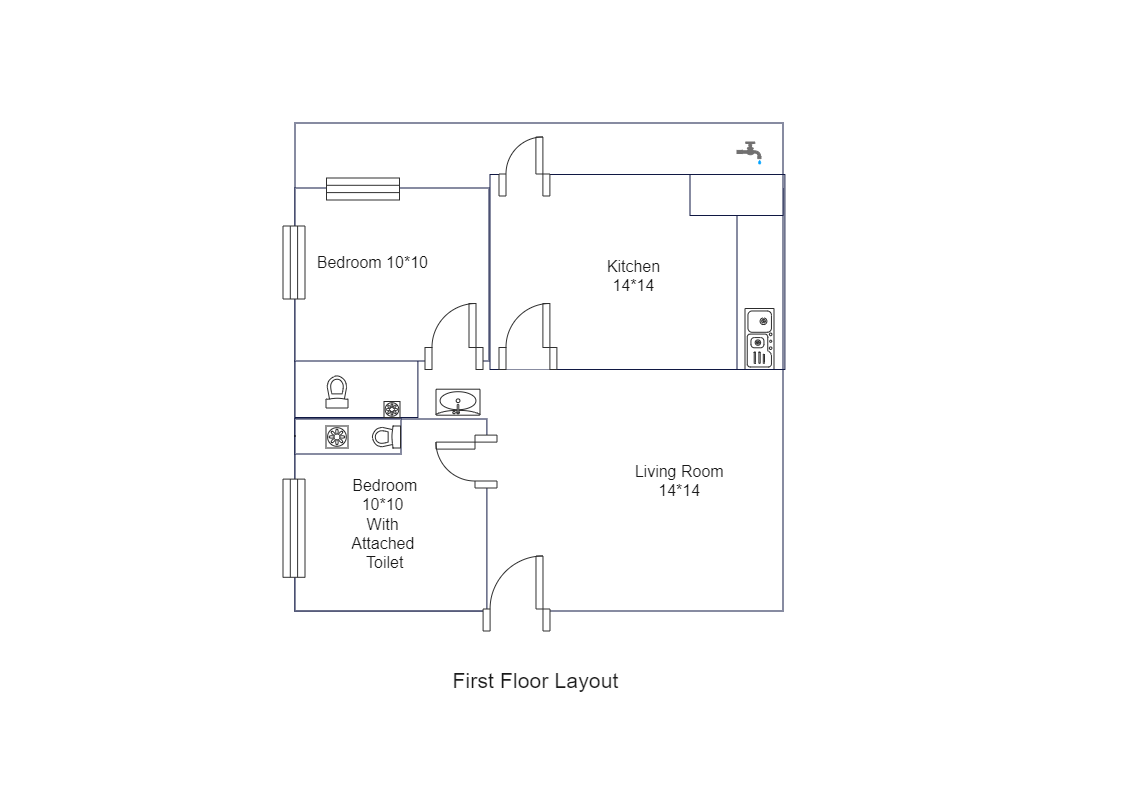 Mamaghar's first-floor layout shows the 2D floor plan as seen from above. The main benefit of floor plan layouts is that they serve as the perfect medium for visualizing the architect's ideas in reality to the end-user. At the same time, the first-floor l