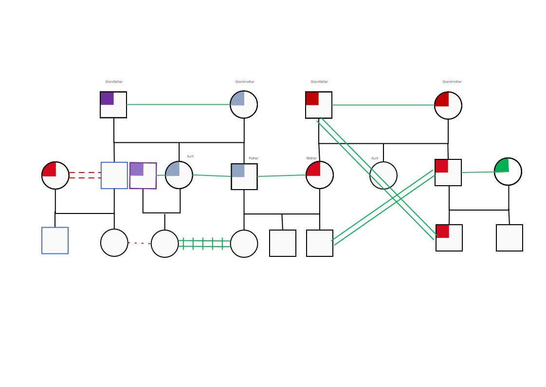 The Genogram below refers to a diagram illustrating a person's family members, relatedness, and medical history. The genogram template below diagram allows the members to see hereditary behavior patterns and medical and psychological factors that run thro