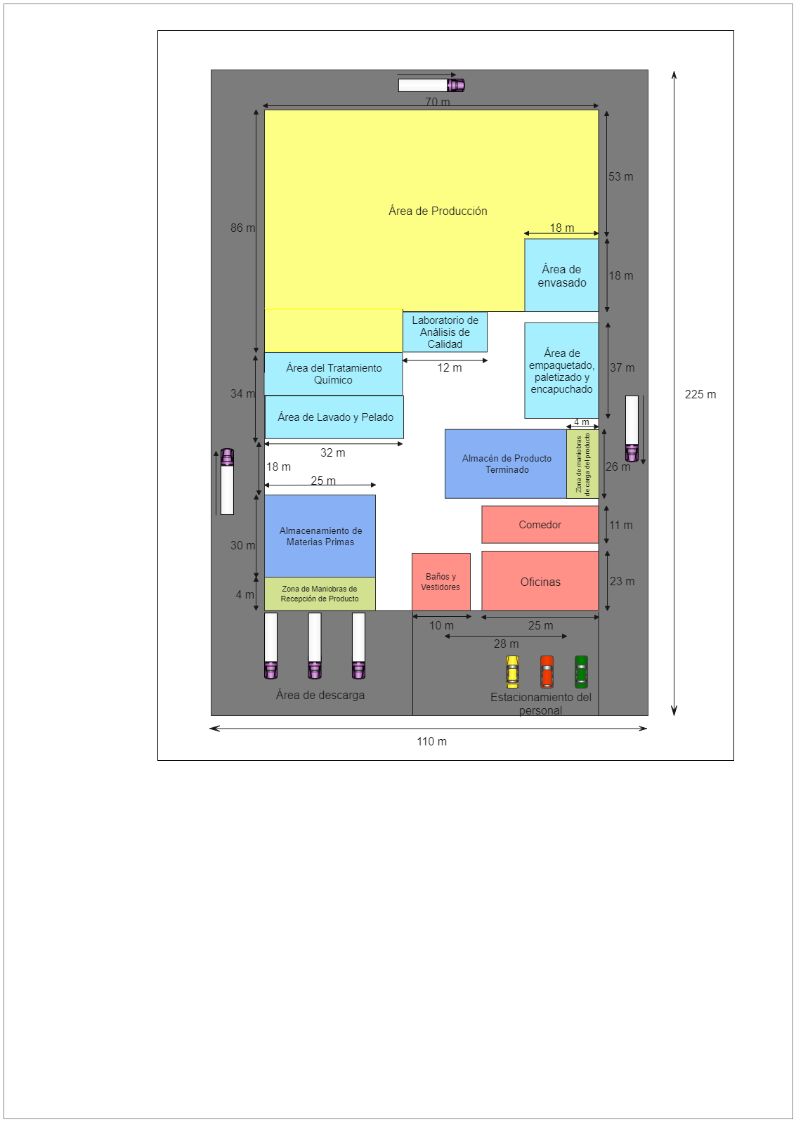 Production Factory Floor Plan diagram shows the important areas of a production factory, including production, area of telecommunication, reception area, parking lot, office area, corridor, and more. It should be noted here that a factory, manufacturing p