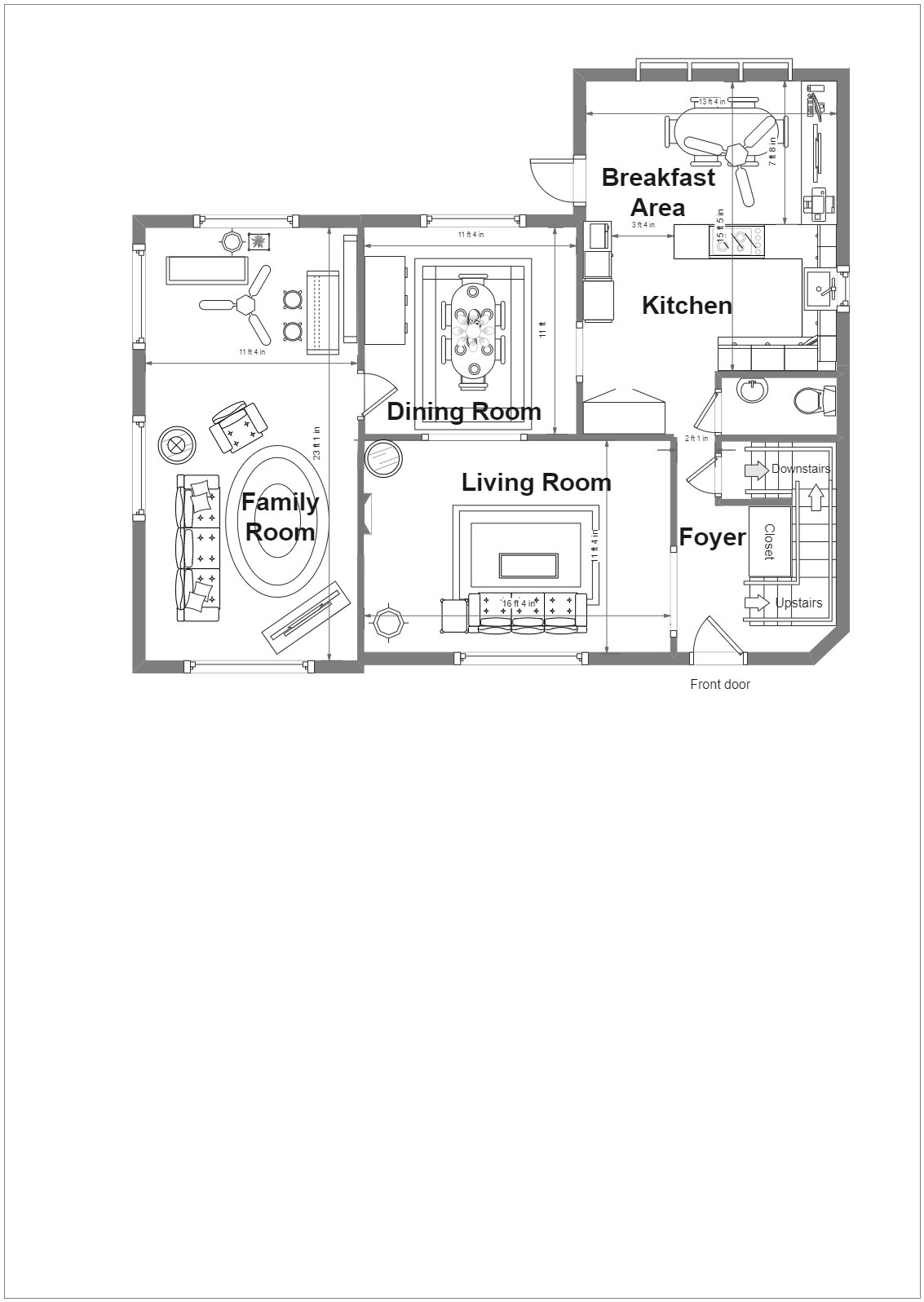 A basic home plan is a simple two-dimensional (2D) line drawing that shows a structure's walls and rooms, as seen from above. As you will see from the basic home plan example diagram, a floor plan is like a map, with lengths and widths, sizes and scales o