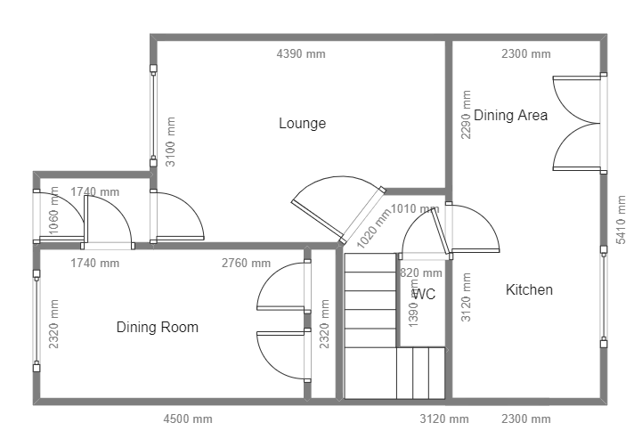 House Floor Plan with 2 Bathrooms
