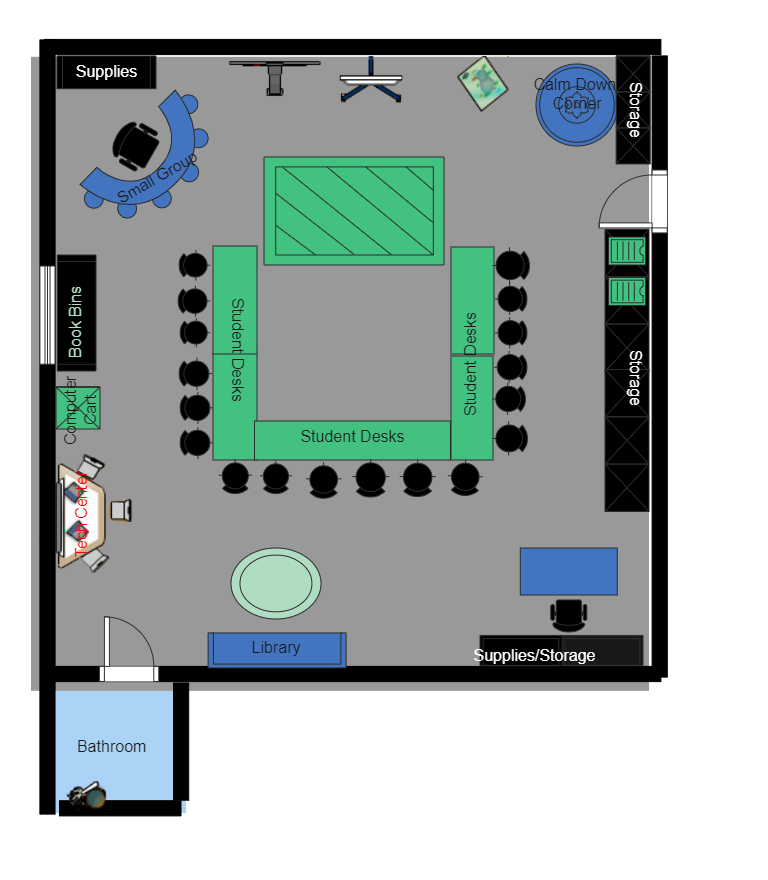 Black and Green Classroom Layout