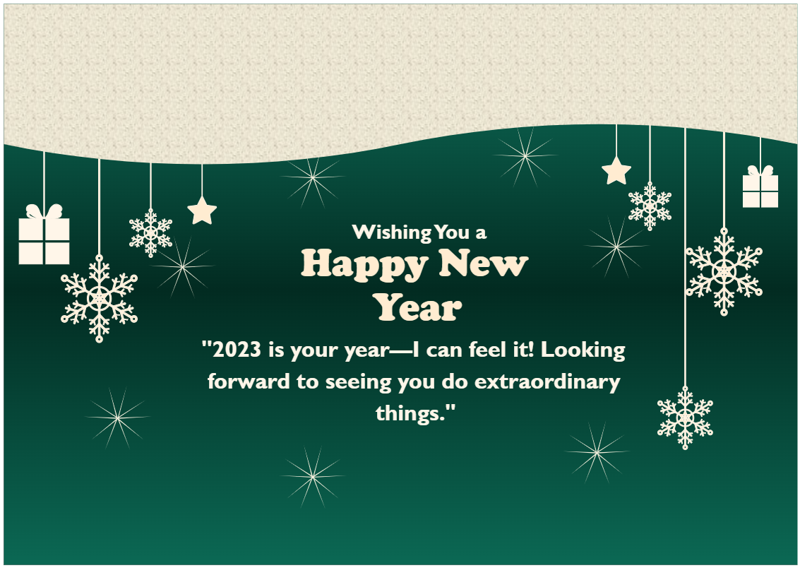Happy new year card writing