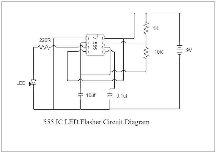 555 IC Led Flasher Circuit Diagram
