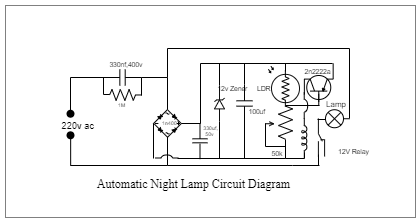 Automatic Night Light With LDR Circuit Diagram