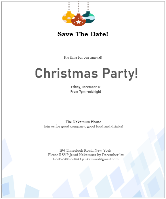 Save the Date Christmas Party Invitation