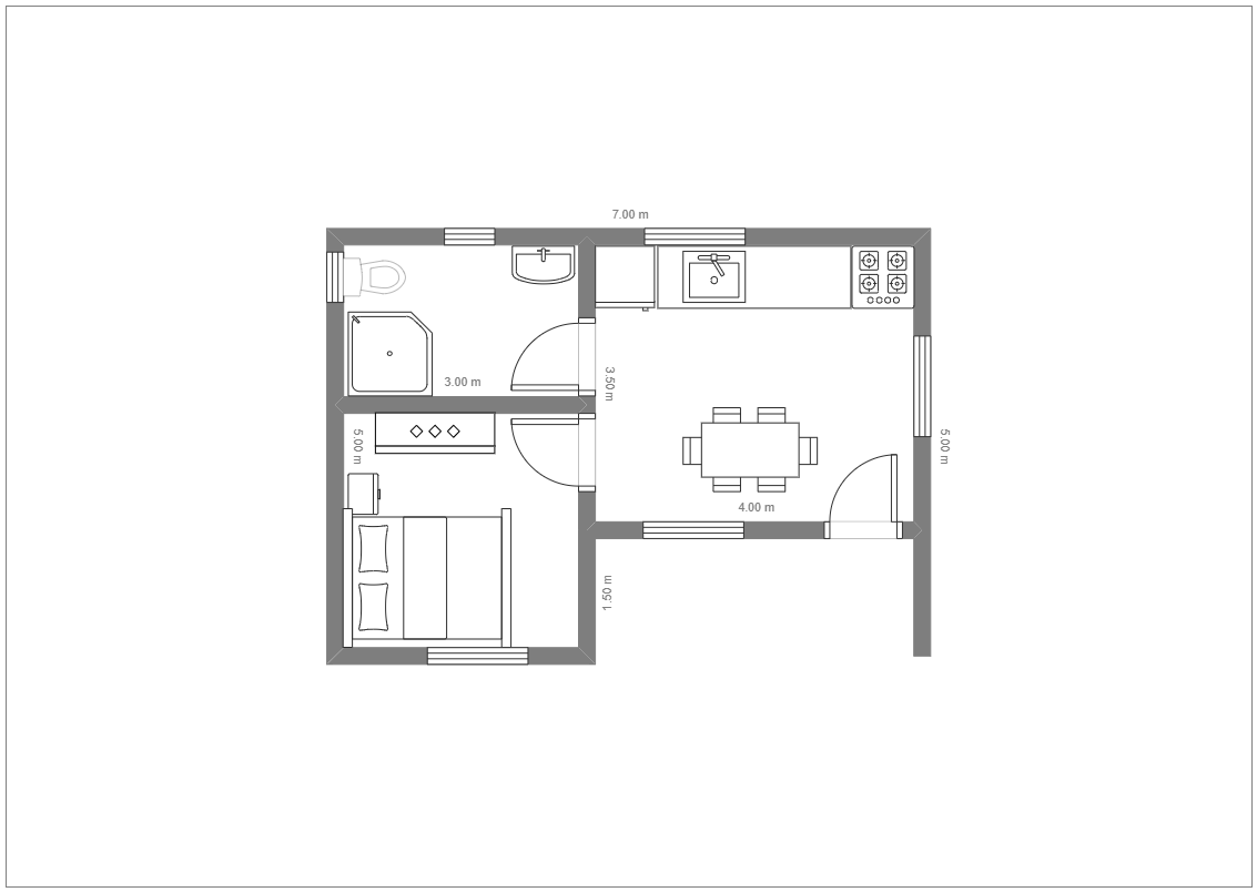 Here is a floor plan for one bedroom house. A decent room arrangement, as seen in the bedroom design plan, allows humans and pets to move around the area easily. Based on the number of inhabitants, there are three fundamental categories of bedrooms: maste