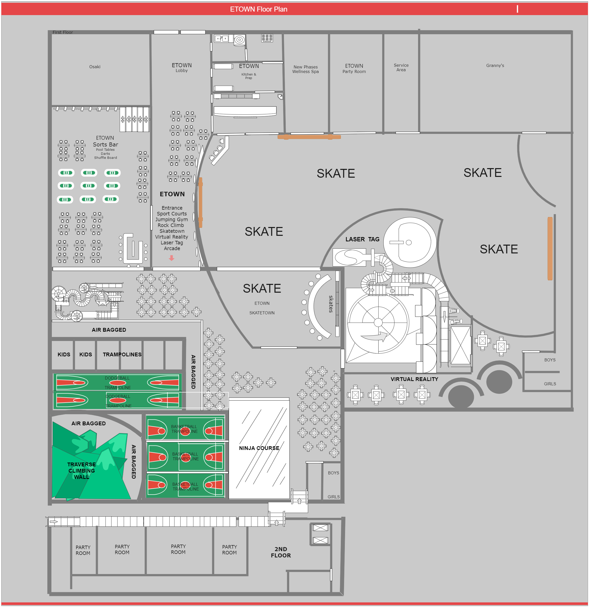 A mall floor plan begins with an architectural floor plan and adds ideas for traffic flow, zones, category adjacencies, and a fixture arrangement, according to a visual merchandising specialist at pop-up go, which assists merchants in securing, designing,