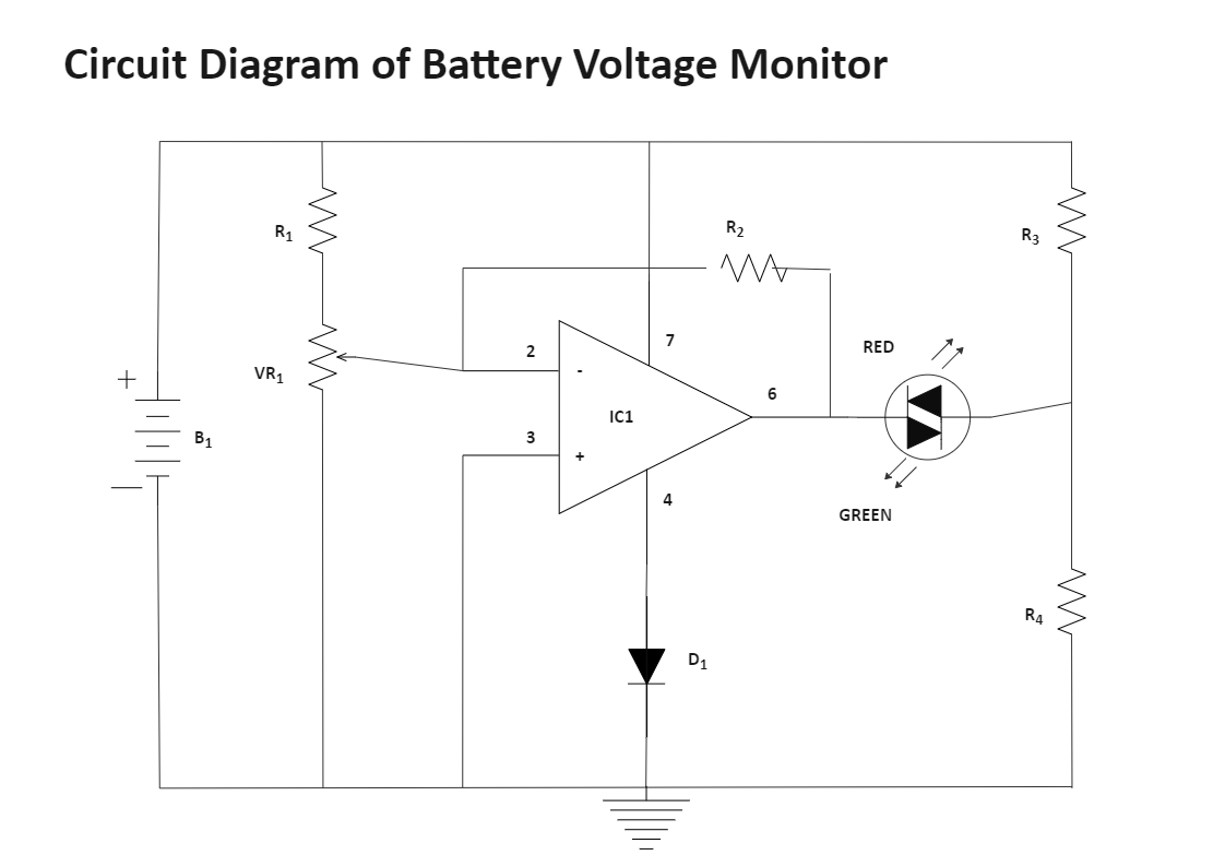 Circuit Diagram of Battery Voltage Monitor