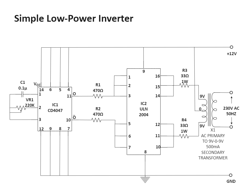 Simple Low-Power Inverter Circuit Diagram