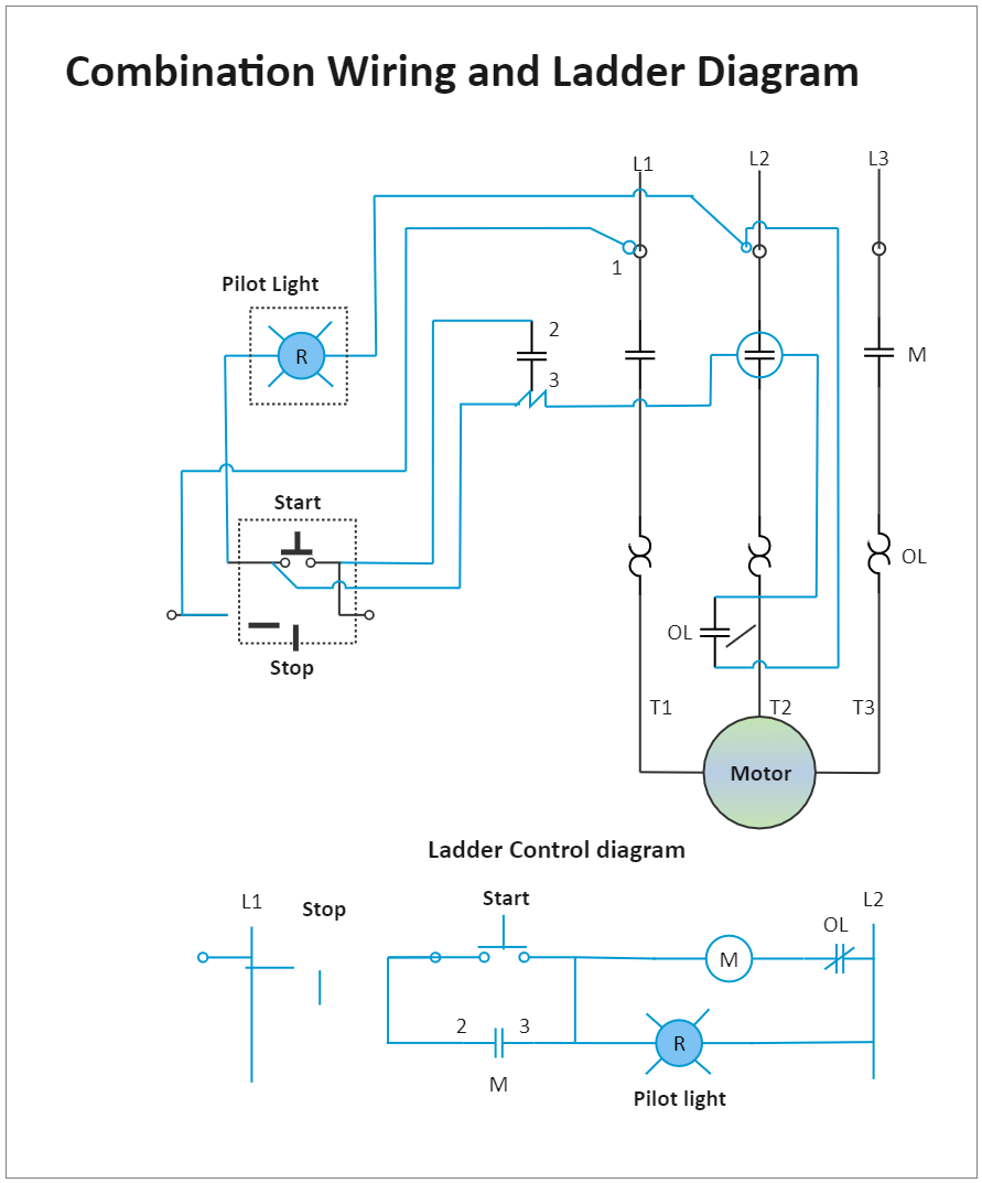Combination Wiring and Ladder Circuit Diagram