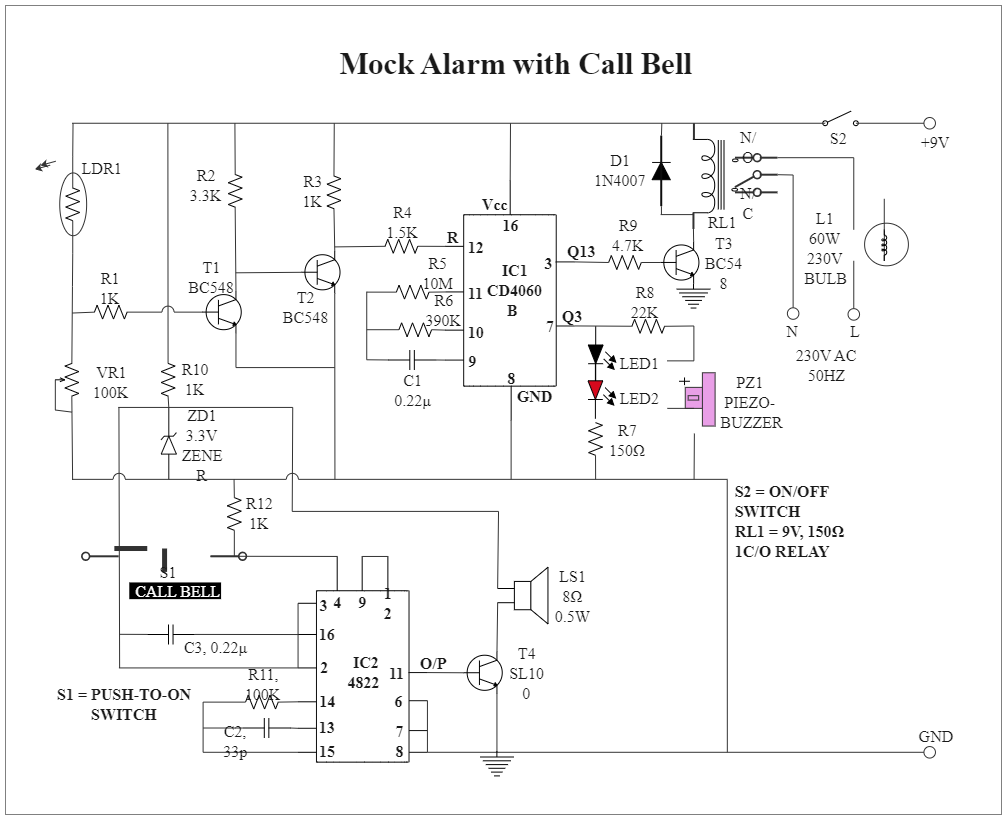 Mock Alarm Circuit Diagram