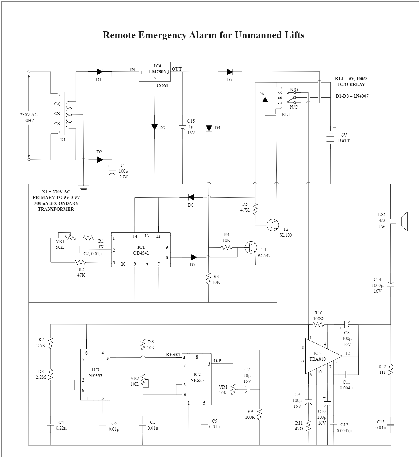 Remote Emergency Alarm Circuit Diagram