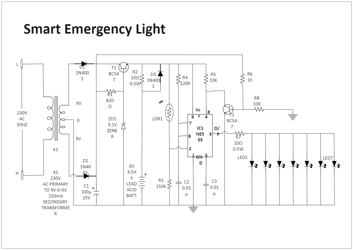 Emergency Light Circuit Diagram