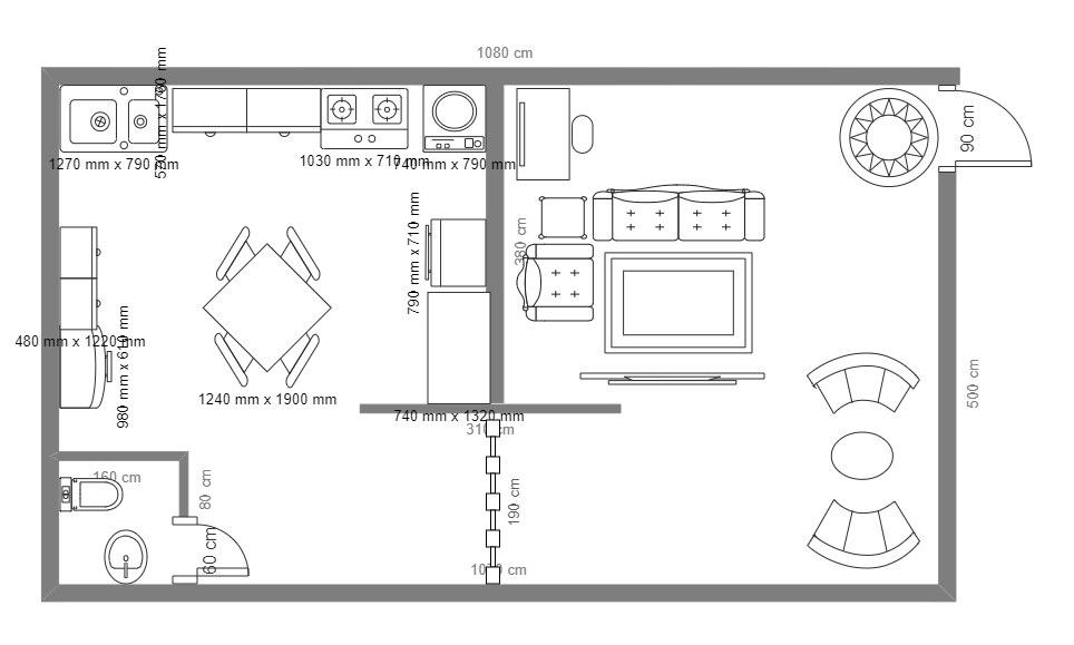 Kitchen and Living Floor Plan