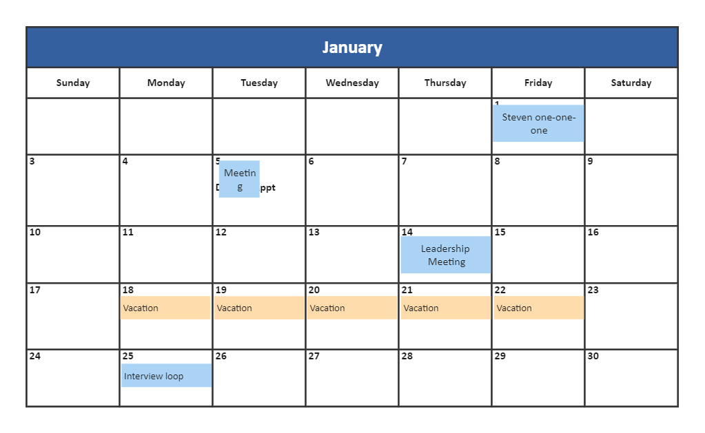 Simple Project Calendar