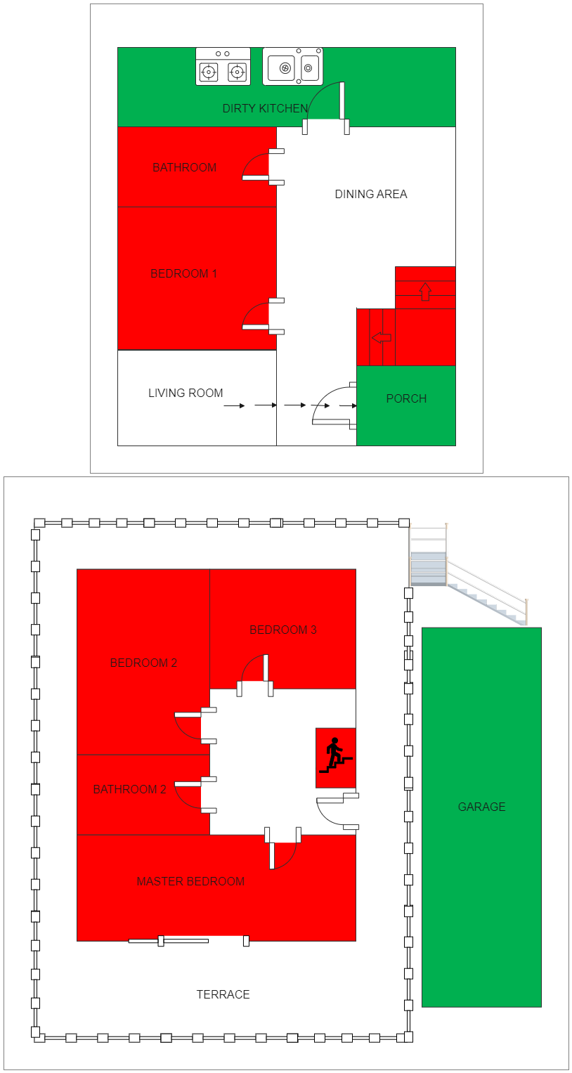 Emergency Resource Map for Two-story Building