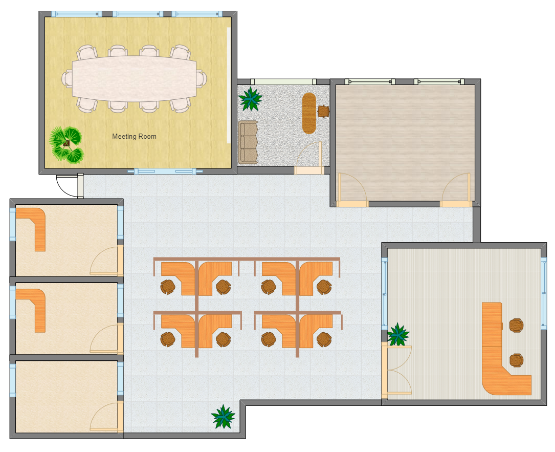 Colored Office Layout Floor Plan