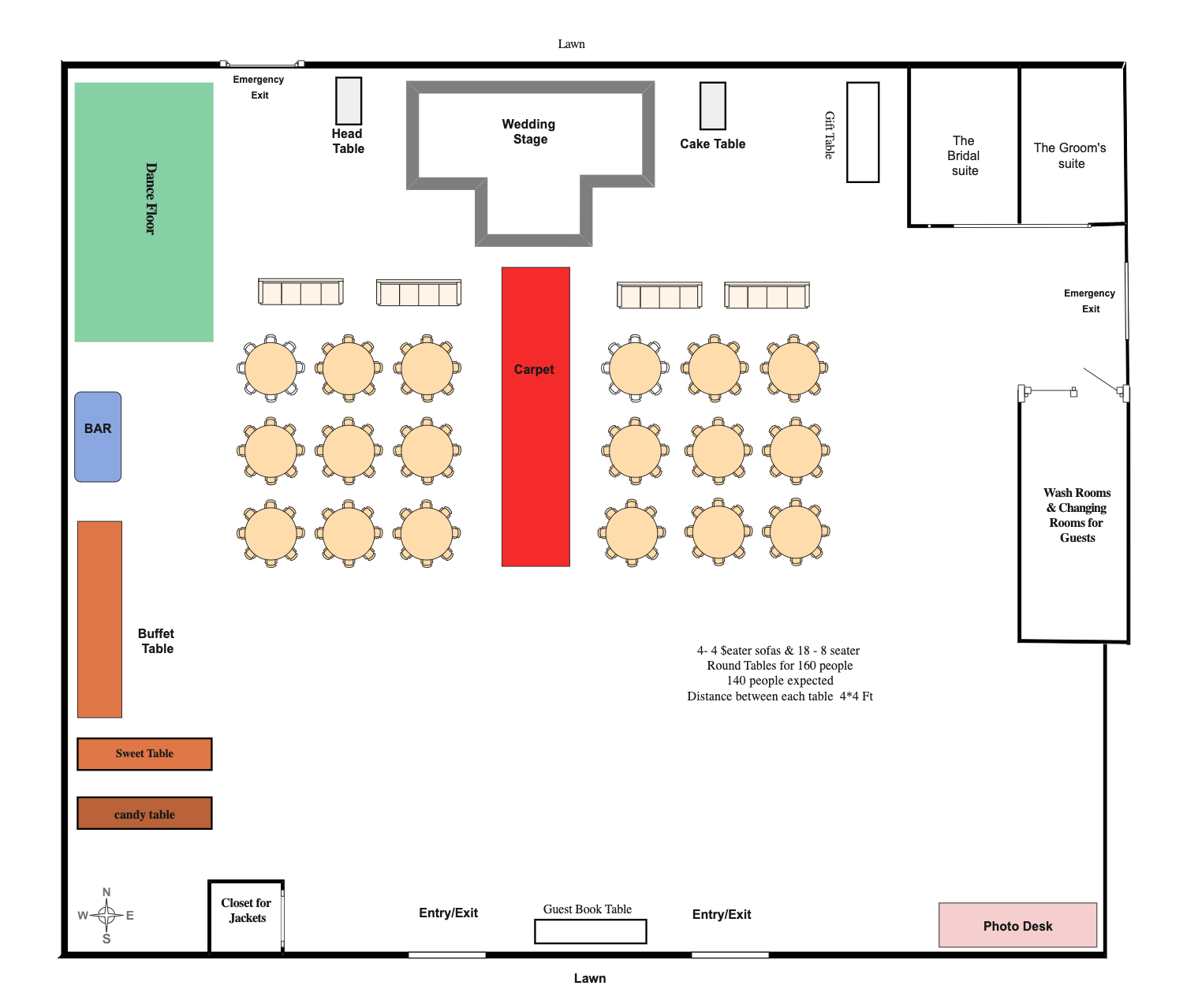 Wedding Seating Plan For 160 Invitees | EdrawMax Templates