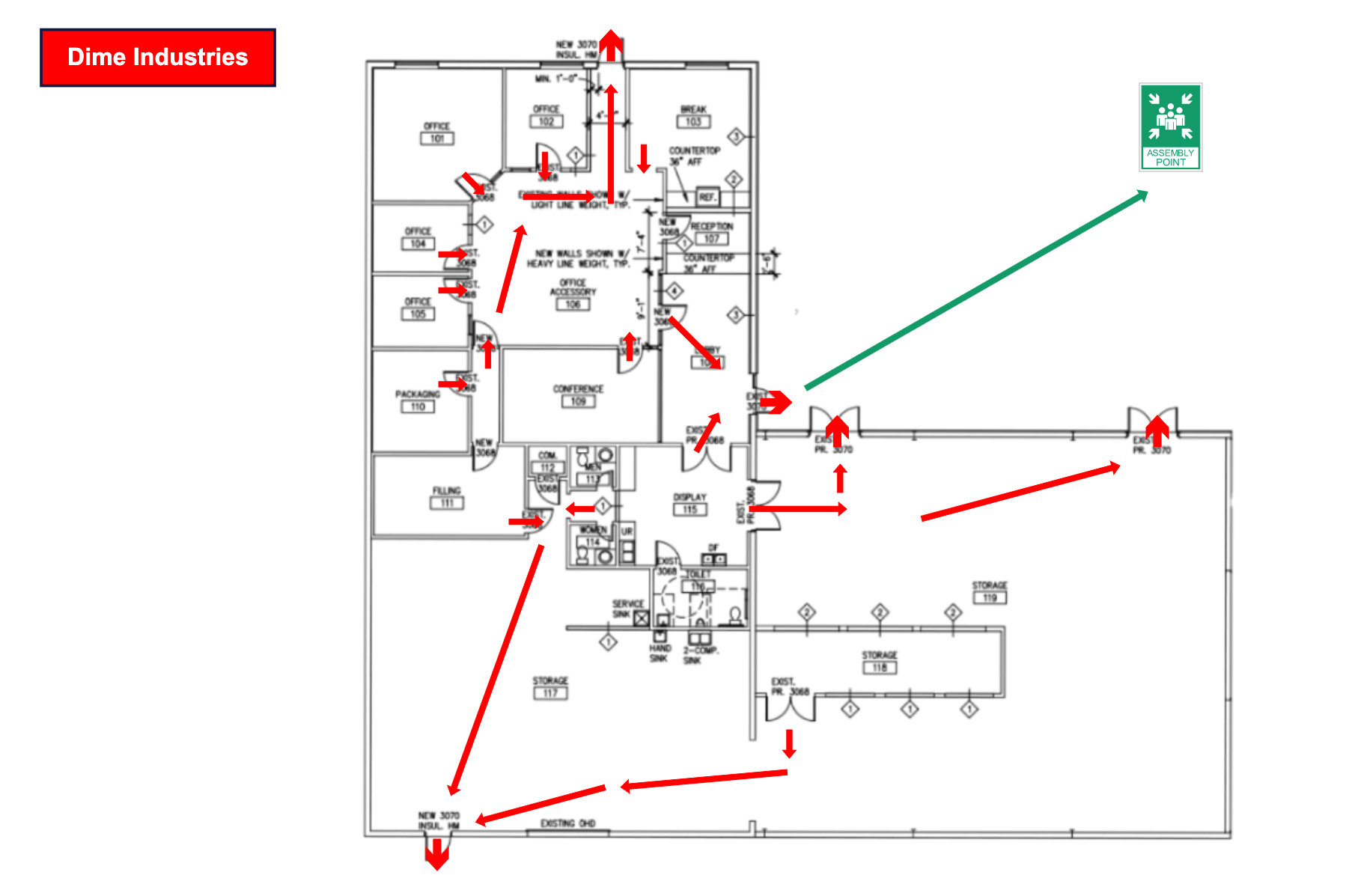 Five-Way Fire Evacuation Plan Design