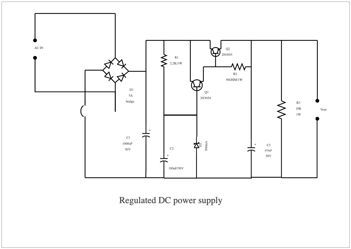 Regulated DC Power Supply Circuit Diagram