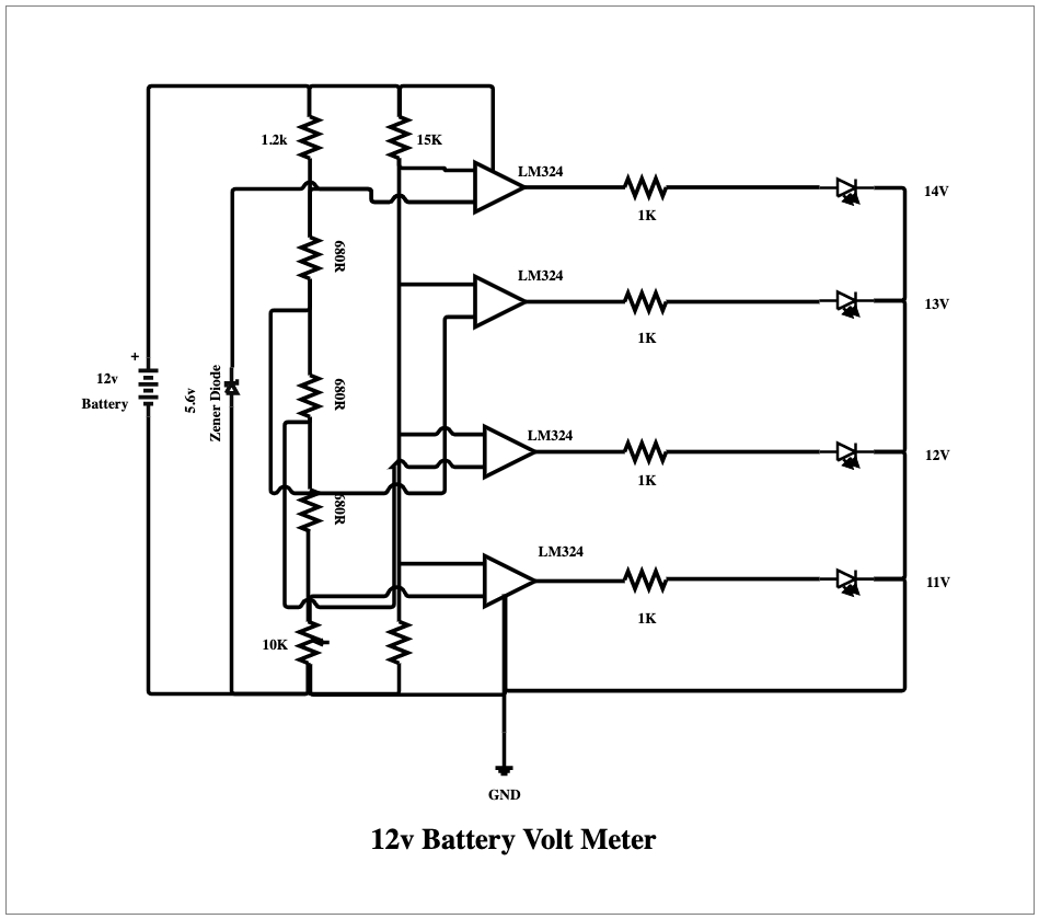 12v Battery Volt Meter Circuit Diagram