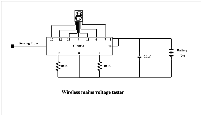 Voltage Tester With 7-Segment Display Circuit Diagram