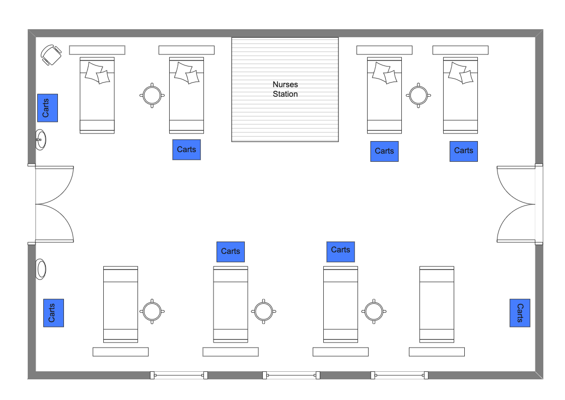 Detailed 8 Bed Hospital Floor Plan