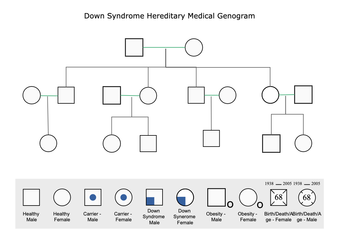 Down Syndrome Hereditary Medical Genogram