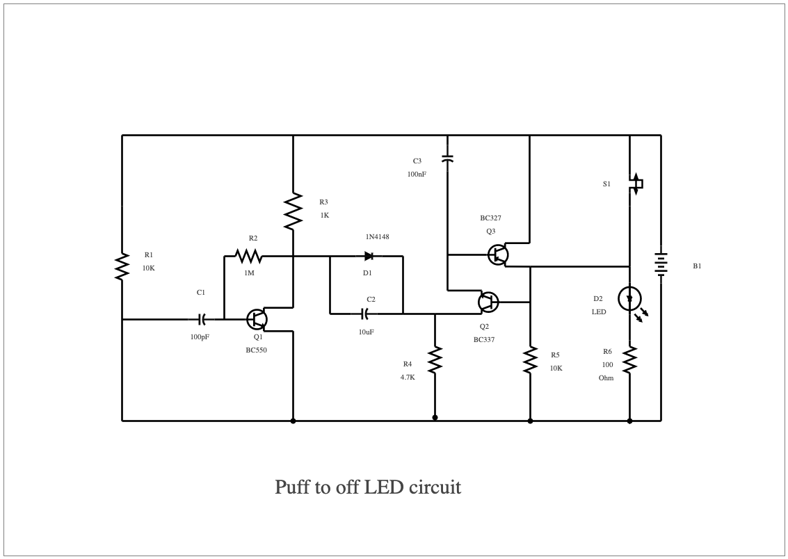 Puff-to-Off LED Circuit Diagram