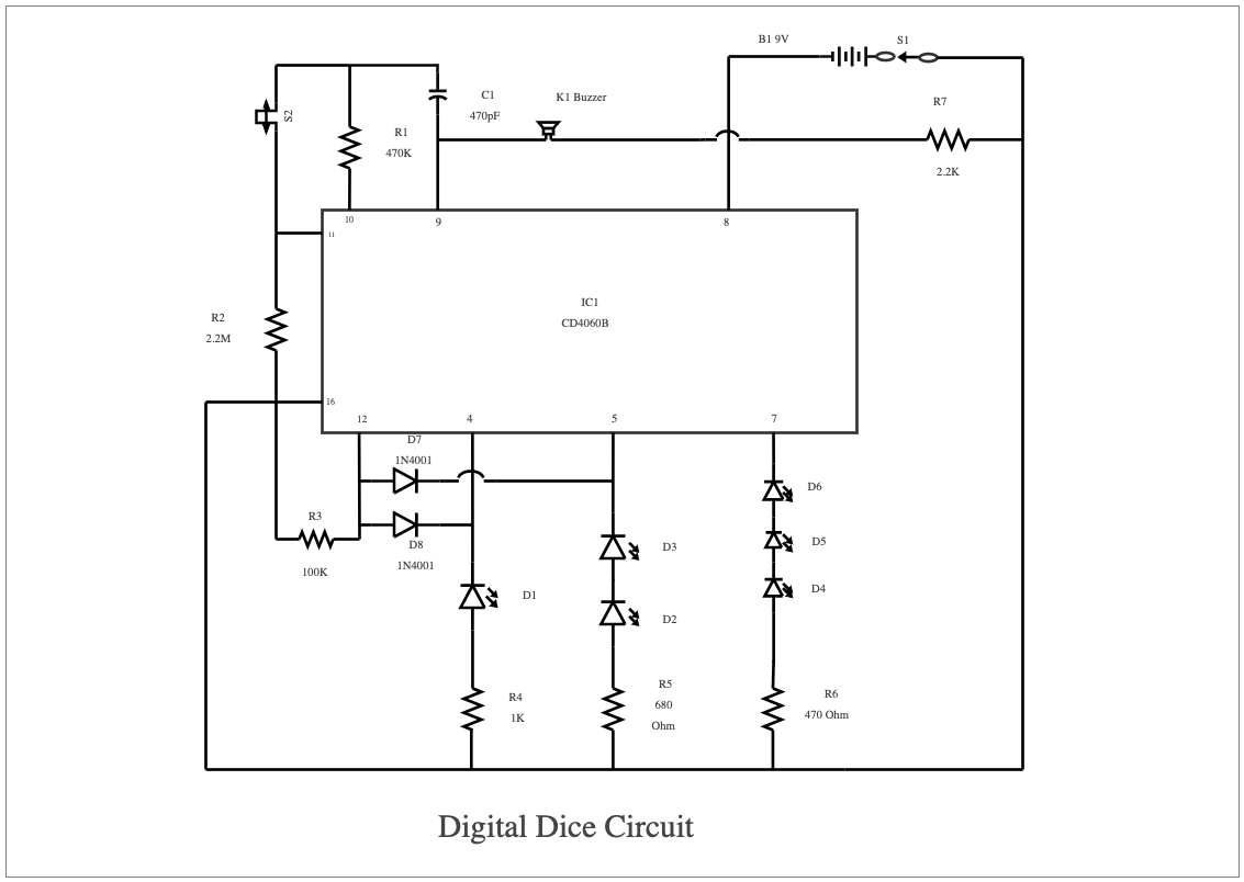 Digital Dice Circuit Diagram