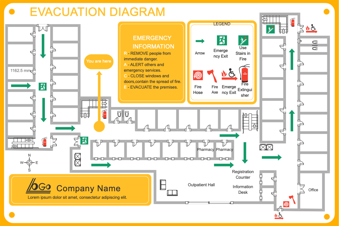 Floor Plan for Company's Evacuation System | EdrawMax Templates