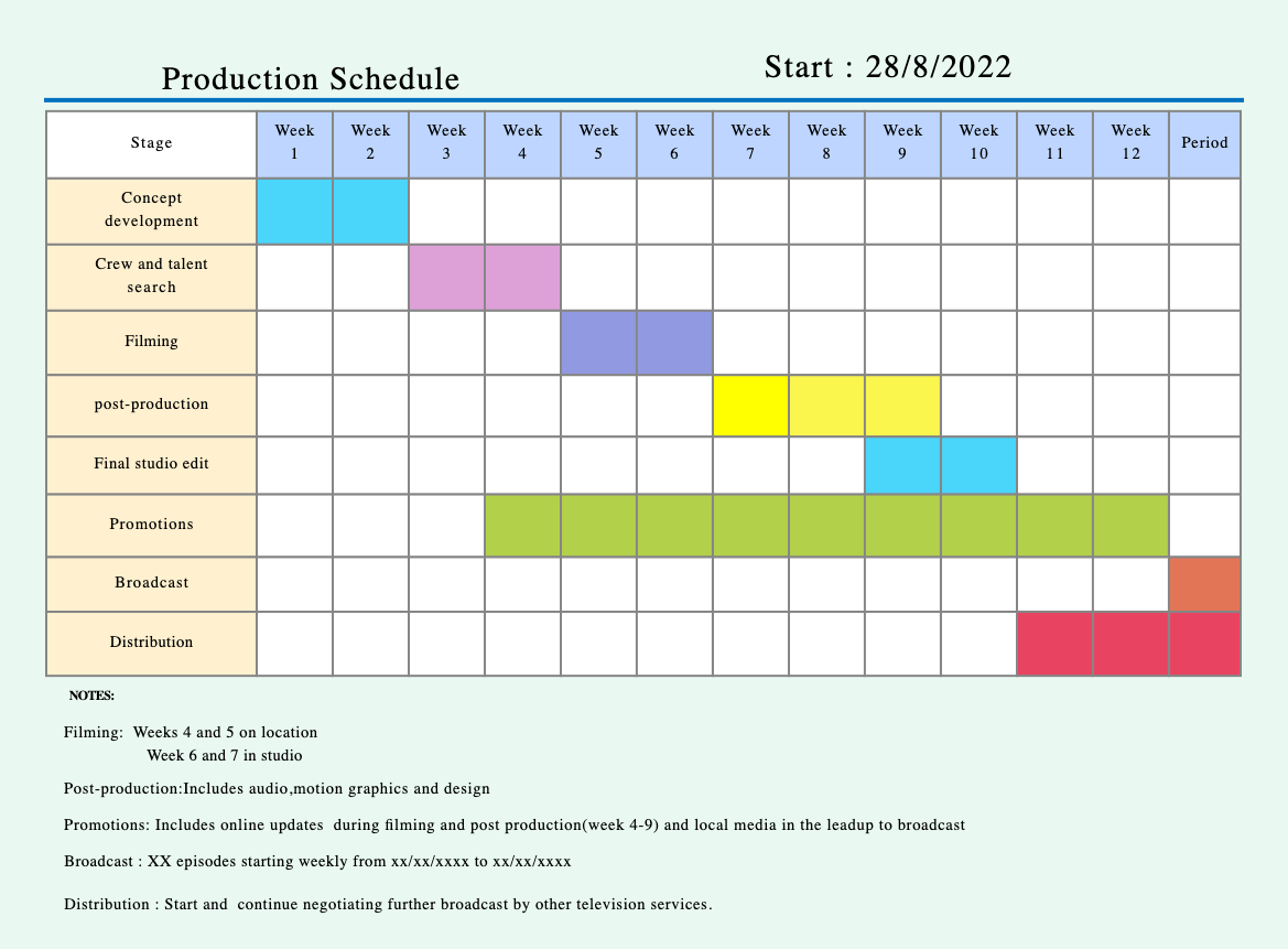 New Production Schedule Template | EdrawMax Templates