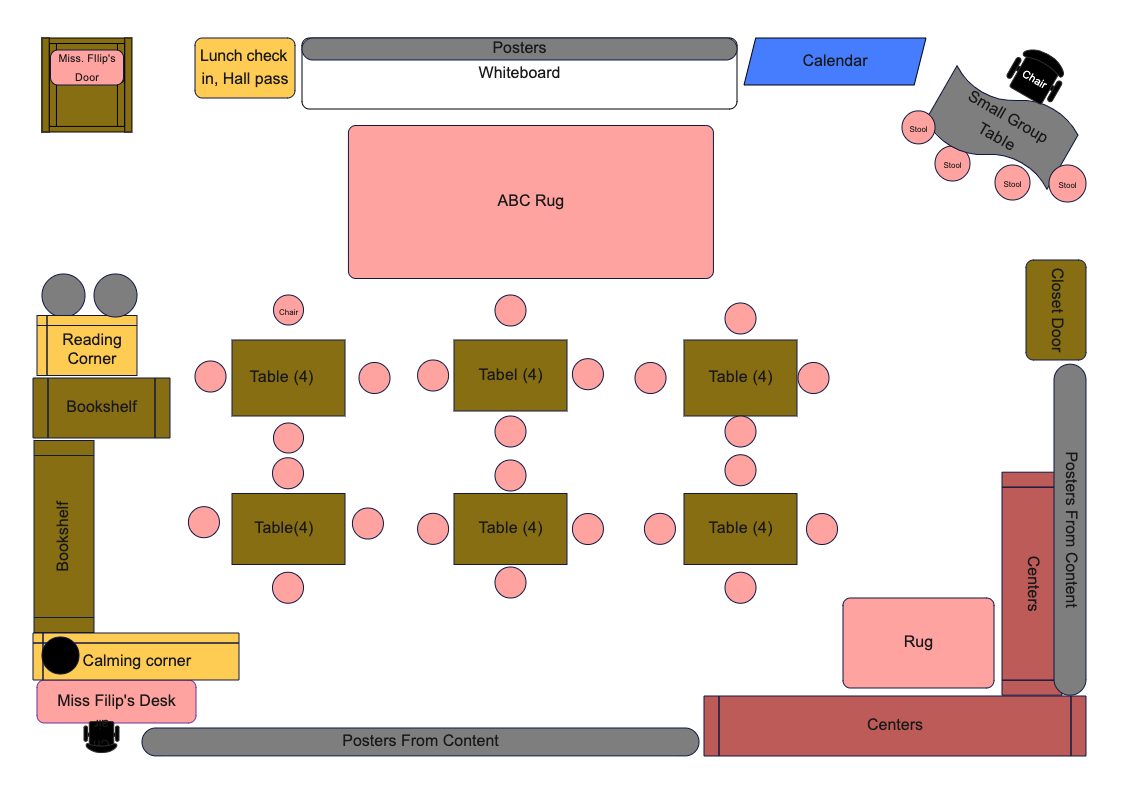 2D Kindergarten Classroom Layout Design | EdrawMax Templates