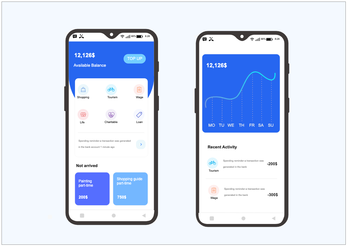 Android UI Wireframe for Finance App