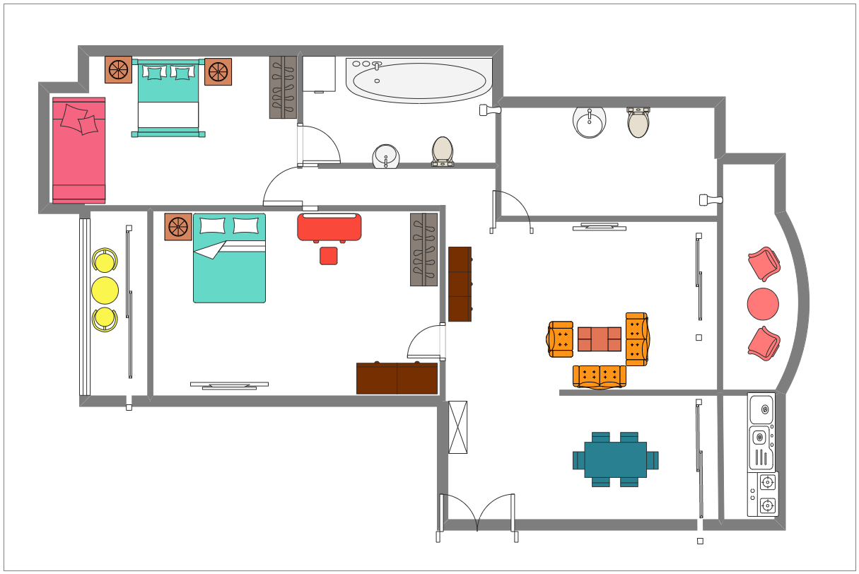 Colored Home Plan Design Example