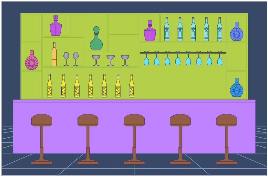 Colored Elevation Diagram For Bar