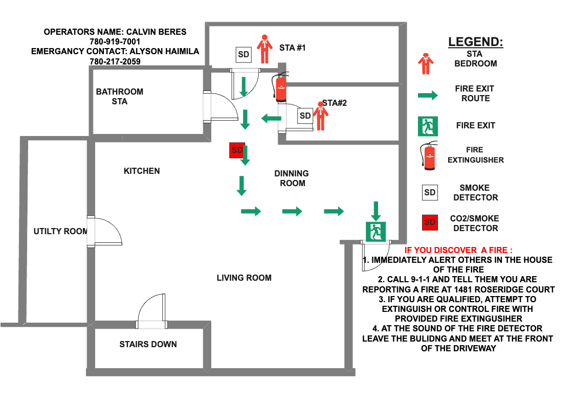 Floor Plan With Emergency Contact Details