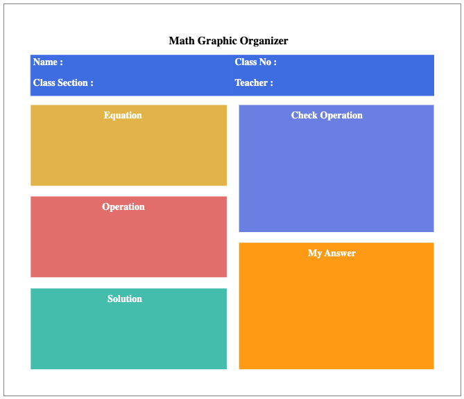 Math Graphic Organizer With Blank Section