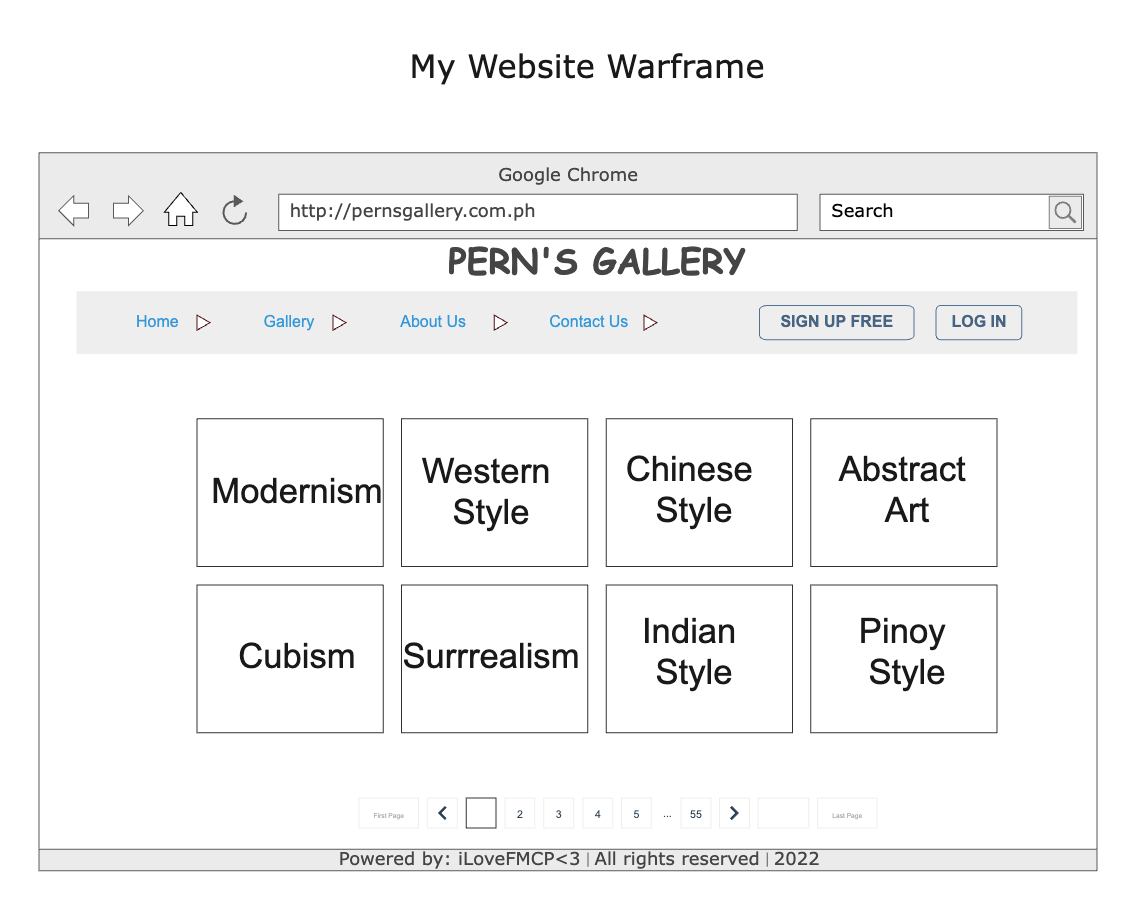 Website Wireframe Design for Art Gallery