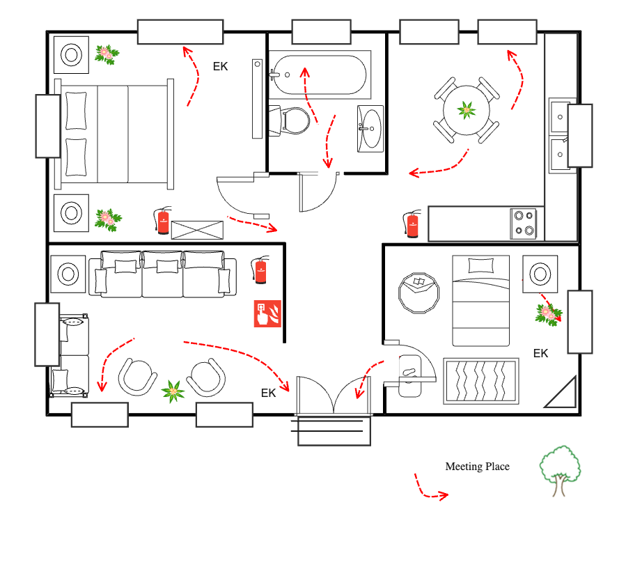 House Escape Plan With Meeting Place