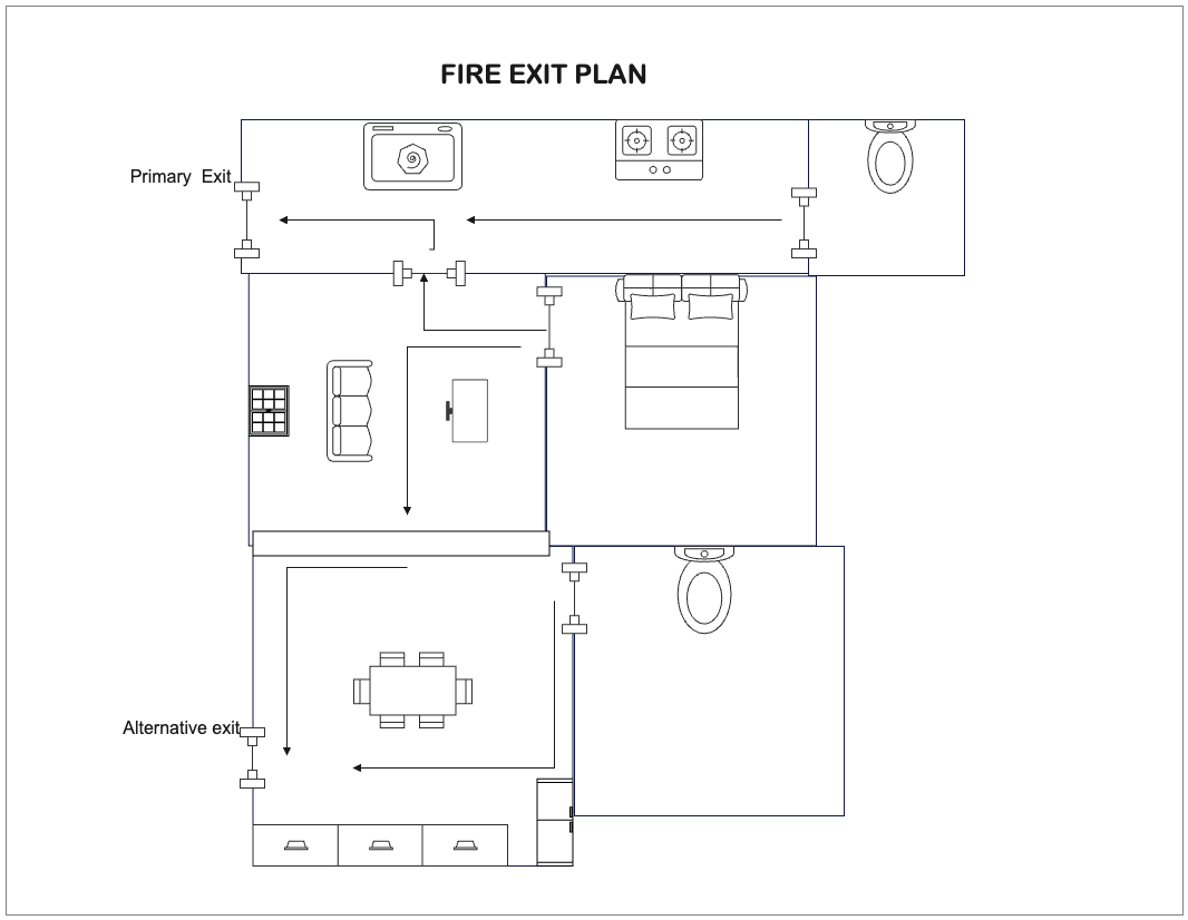 Emergency Plan Layout With Multiple Exits