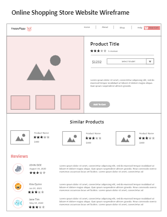Online Shopping Store Website Wireframe