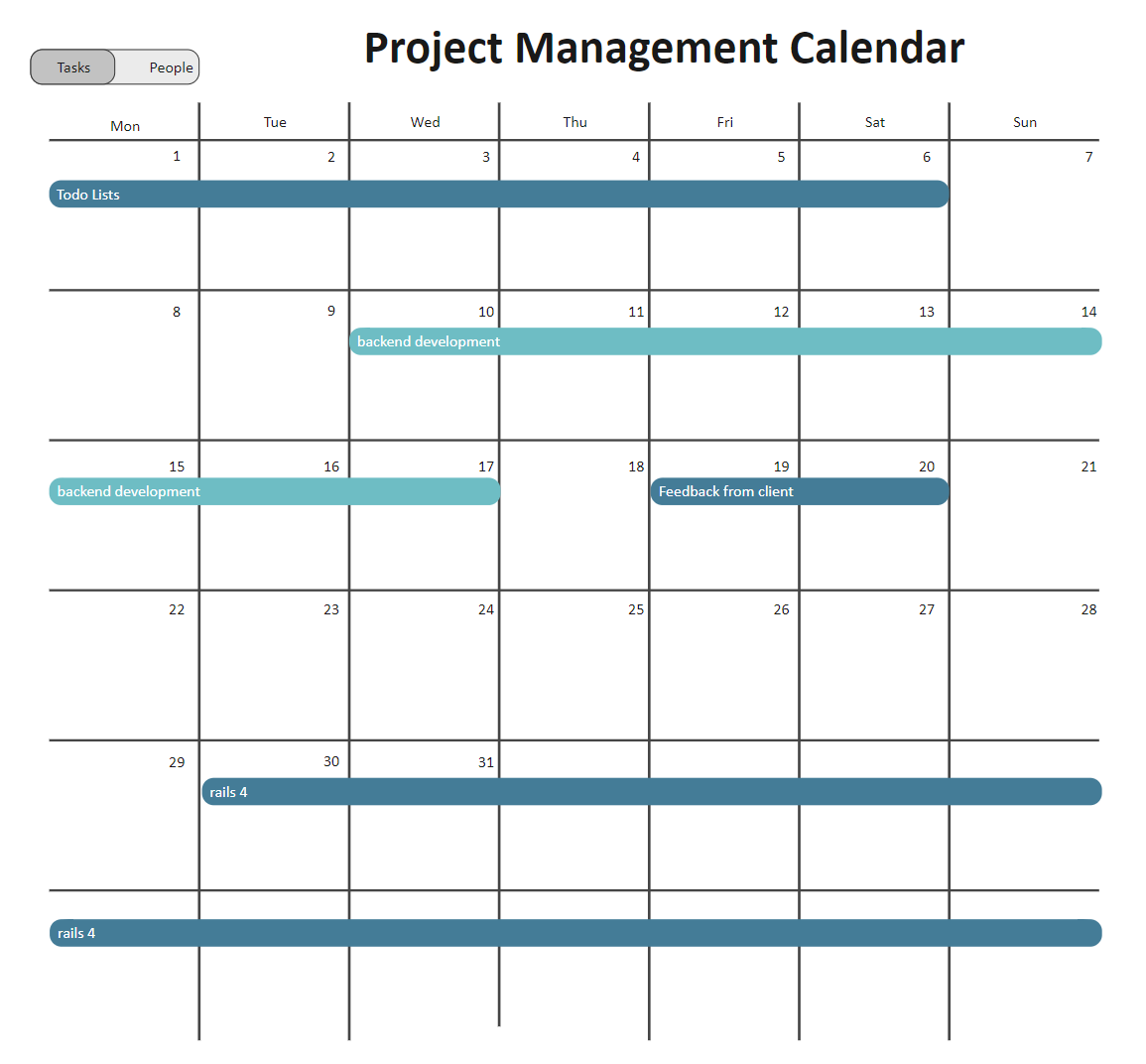 Project Management Calendar