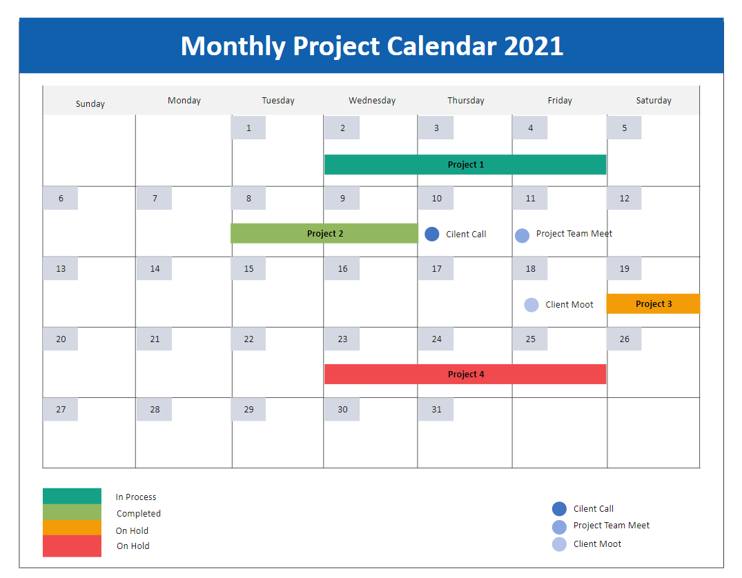 Monthly Project Calendar
