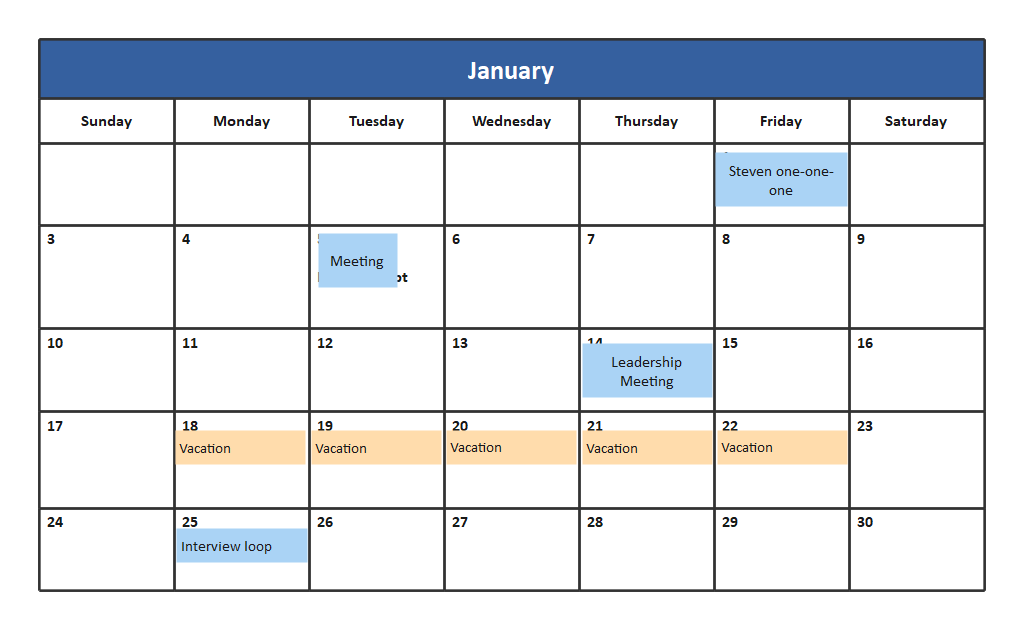 Simple Project Calendar